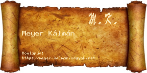 Meyer Kálmán névjegykártya